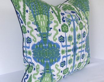 Decorative Pillow Covers  in Lacefield Bombay Kelly Ikat with Piping INSERTS NOW AVAILABLE