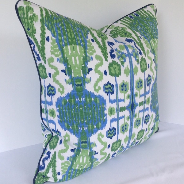 Decorative Pillow Covers  in Lacefield Bombay Kelly Ikat with Piping INSERTS NOW AVAILABLE