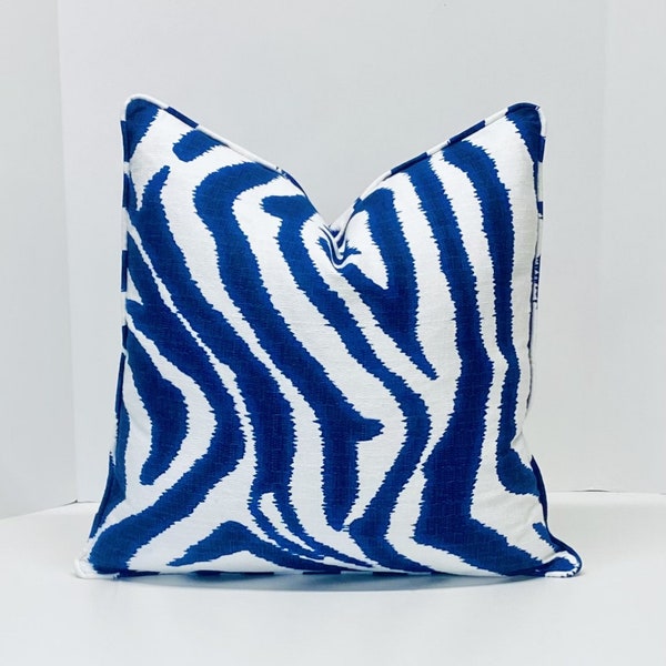 Blue Zebra Pillow Etsy