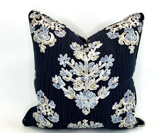 Pillow Covers in Lacefield Clara Indigo Fabric