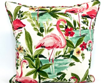 Flamingo in the Palms Decorative Pillow Cover