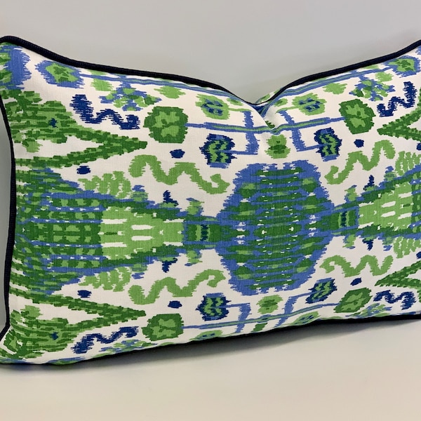 Lacefield Bombay Kelly Ikat Pillow Cover with Piping