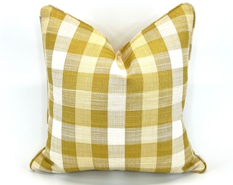 Cotswold Citrus Buffalo Check Plaid Decorative Pillow Cover (Inserts Now Available)