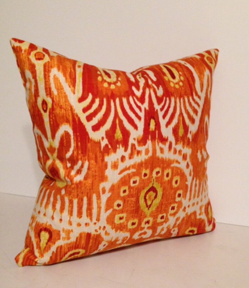 Ikat Orange Pumpkin and Navy Blue Cerva Decorative Pillow Etsy