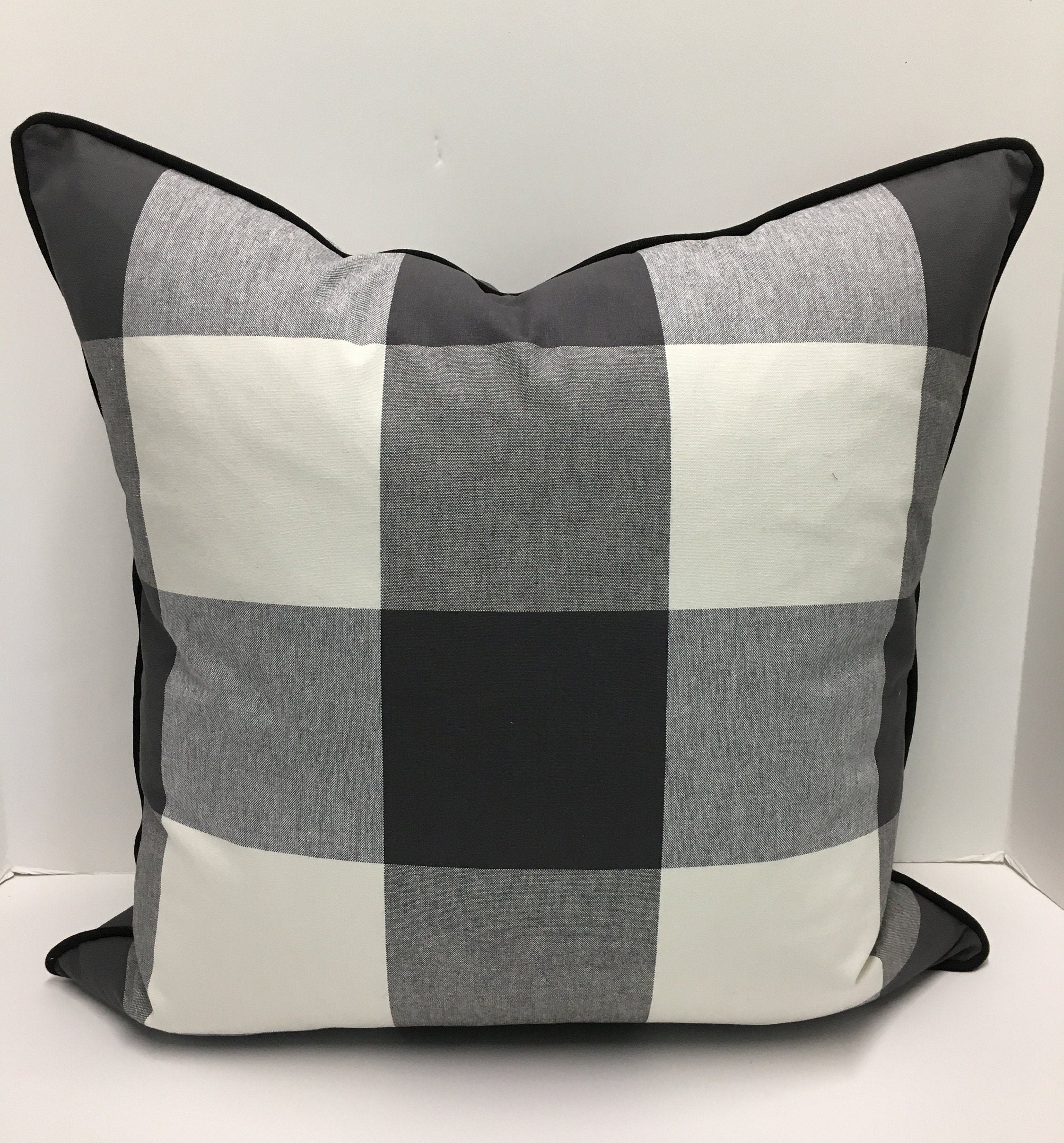 Grey buffalo plaid clearance pillow