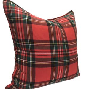 Red Plaid Christmas Pillow Cover in Ancient Stewart Fabric - Plaid included on both sides