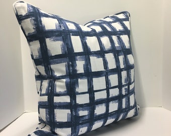 Decorative Pillow Cover in Modern Plaid or Chevron Print Fabric