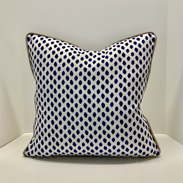 Decorative Pillow Cover in Lacefield Sahara Midnight Dot and Polka Dot with welting and piping option