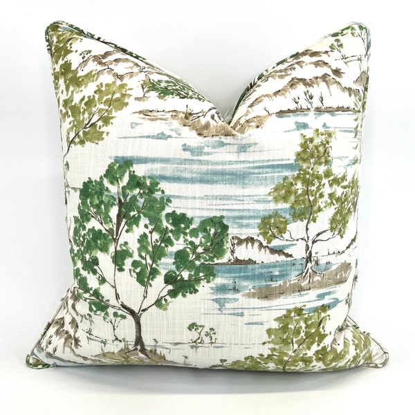 Custom Pillow Cover in Covington Hikaru Willow Fabric - INSERT OPTION now Available