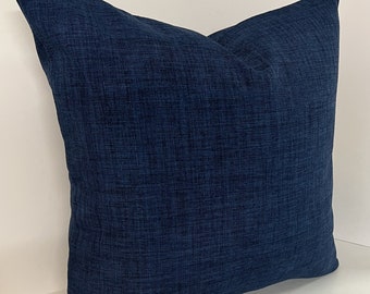 Indigo Pillow Cover with Black Thread Weave