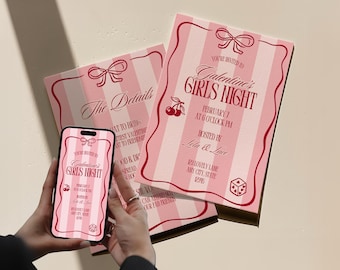 Red Galentine's Party Einladung, Digitaler Download Canva Vorlagen