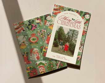 Vintage Merry Little Christmas Card, Digital Download Canva Templates