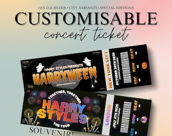 Biglietto ricordo digitale ispirato al concerto di Harry Styles, ricordo personalizzato per i fan