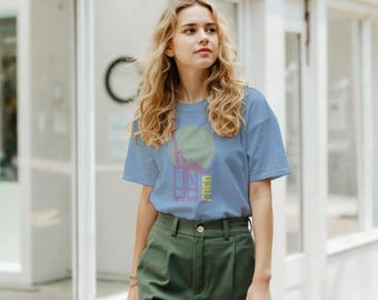 Fremantle Crane Graphic Tee - Lemon Yellow Halftone Sun - Unique Freo Typography Shirt