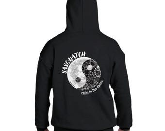 Sasquatch Yin Yang Classic Unisex Pullover Hoodie | Gildan® 18500 Black