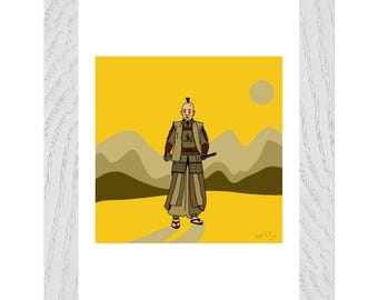Samurai Mountain Moon Poster - Framed Graphic Art by Brett Kroos - Stunning Wall Decor