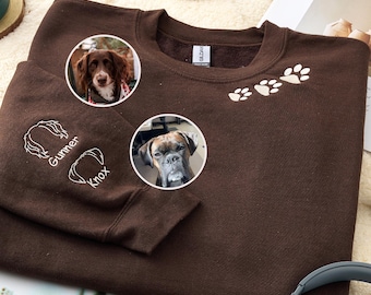 Custom Dog Ears Embroidered Sweatshirt: Personalized Dog Mom Sweater, Pet Memorial Gift
