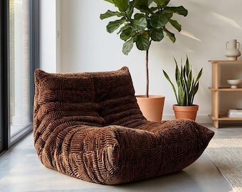 Espresso Textured Lounge Chair & Ottoman | High-Back Swivel Reading Set | Organic Modern 'Quiet Luxury' Seating