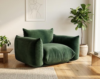 Emerald Velvet Oversized Armchair | Plush Forest Green Lounge Seating