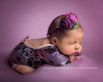 Newborn  Long Sleeve Purple Floral Romper