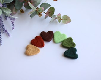 Medium Earth Tone Wool Felt Hearts for Posing