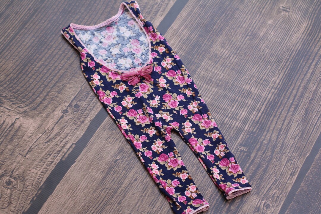 Newborn Long Leg Romper / Newborn Romper / Open Back Onesie / Navy