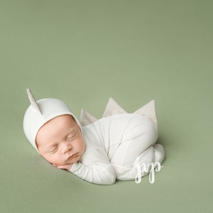 Newborn Dinosaur Pajama Set /Newborn Prop Set / Bonnet and Footie Romper