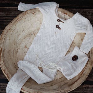 Newborn Bonnet and Pajama Set /Newborn Prop Set / Bonnet and Footie Romper