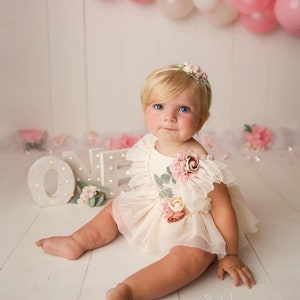 Eden Gardenia Sitter Romper / 6-12 months / Cake Smash Outfit / Dress