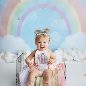 Rainbow Sitter Romper / 6-12 Monate / Cake Smash Outfit