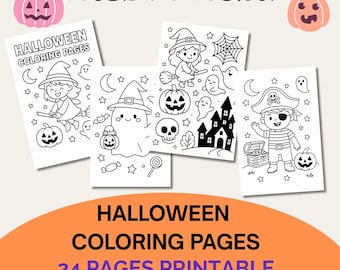 Halloween Coloring Pages: Spooky Kids Printable Activity (Instant Download)