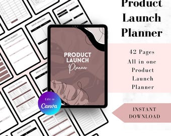 Planificateur de lancement de produit : lot de modèles A4 Canva (téléchargement numérique)