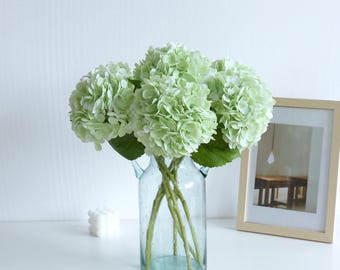 Tallo de hortensia Real Touch, flor artificial de 48 cm para arreglos florales y decoración del hogar.