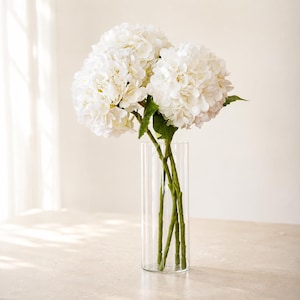 Real Touch Hydrangea Stem, 19 Inch Faux Flower for Arrangements, Home Decor, Bridal Flower