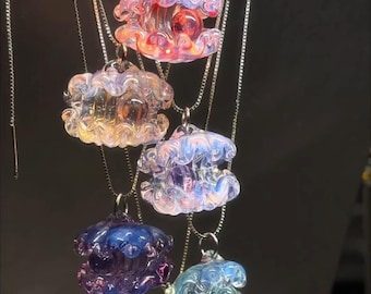 Color-Shift Glass Shell Pendant, Handmade Ocean Charm