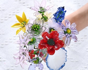 Hand Blown Glass Birth Flower, Eternal Blossom, Keepsake Gift