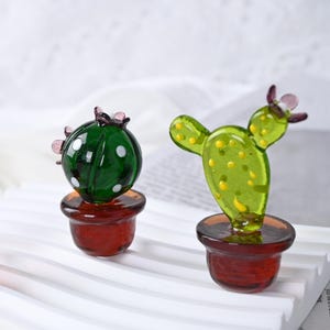 Handmade Stained Glass Cactus, Unique Succulent Decor, Garden Art Gift