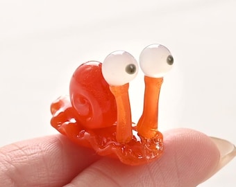 Handmade Mini Glass Snail Figurine, Desk Decor