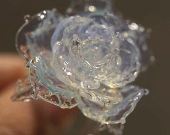 Handmade Iridescent Glass Flower Ring, Fairycore Jewelry