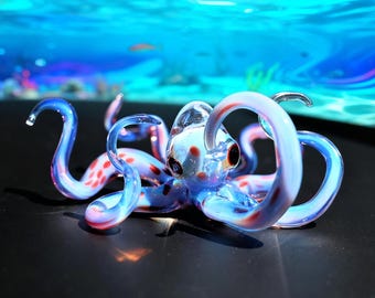 Handmade Glass Octopus Figurine | Ocean Home Decor