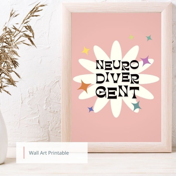 Neurodivergent Wall Art, Modern Hippie Vibes Print Art, Digital Print, Printable Wall Art, Neurodivergent Boho Decor