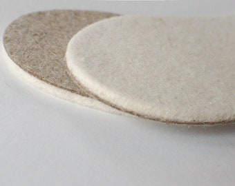 Natural felted wool flax insoles, felted soles for crochet slippers