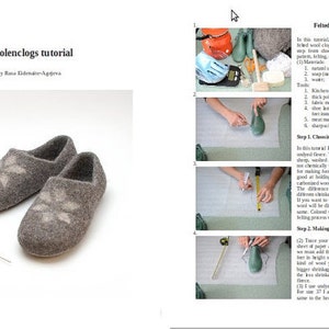 Tutorial Felt wool clogs pattern instant download pdf and video Woolen clogs lesson felted slippers tutorial image 3