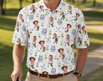 Custom Golf Polo Shirt for Dad, Personalized Photo Golf Shirt, Best Dad Golf Gift, Face Photo Polo, Father’s Day Shirt, Father's Day Gift