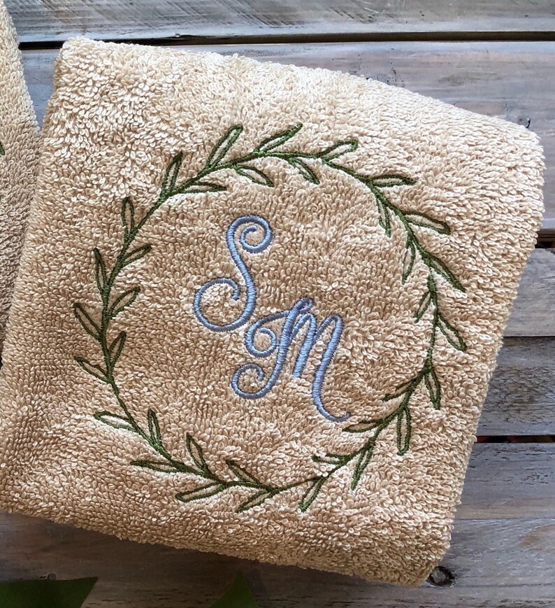 Embroidered Monogram Hand Towel BridalWedding Monogrammed Etsy