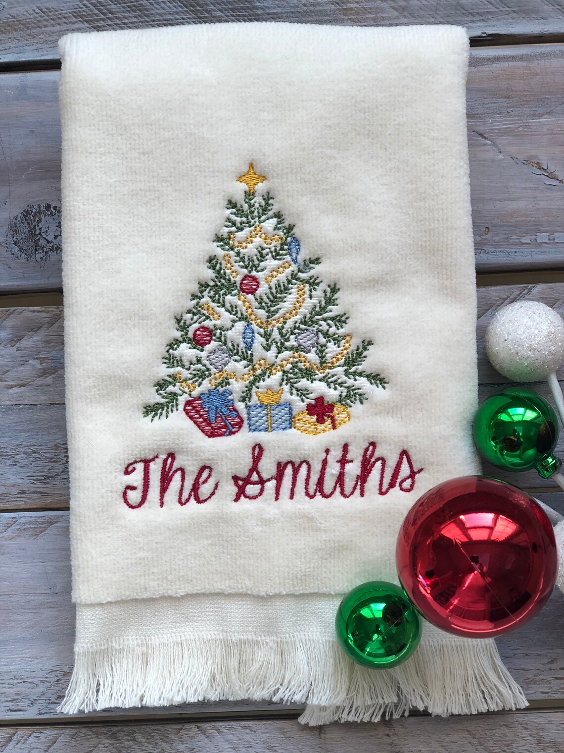 Christmas Tree Fingertip Towel Personalized Fingertip Towel Etsy