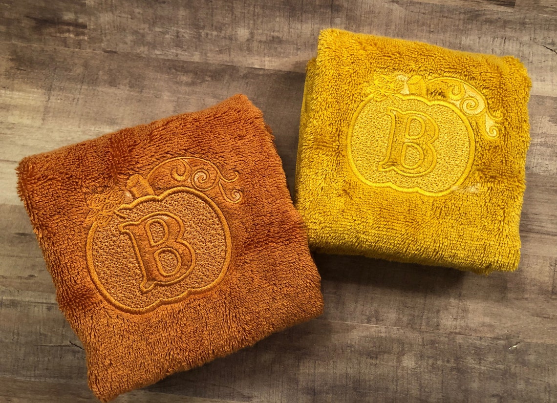 Embossed Pumpkin Monogrammed Hand Towel Fall Towel - Etsy