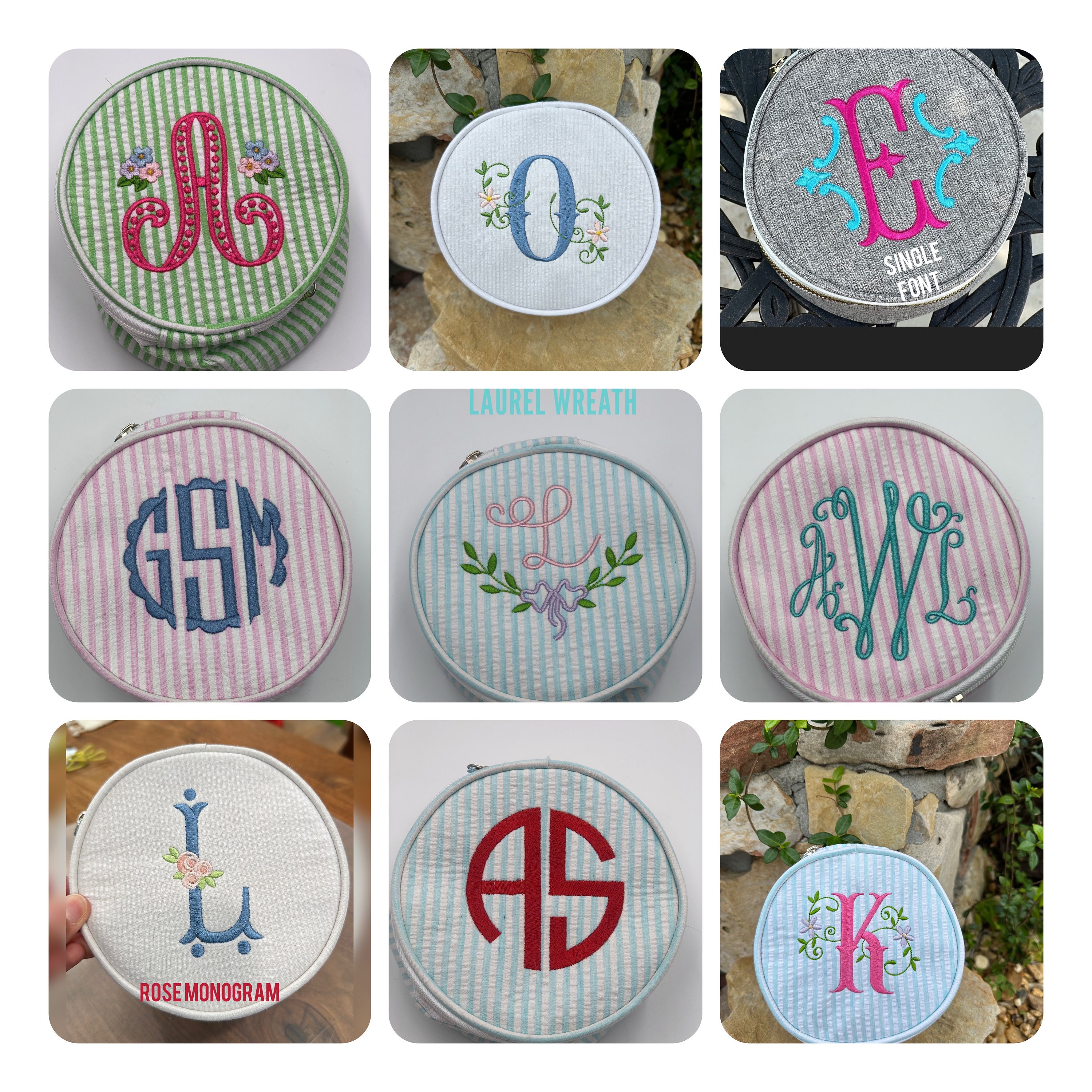 Monogram Case Round Jewelry Case, Monogramed Jewelry Case, Personalized Travel ...