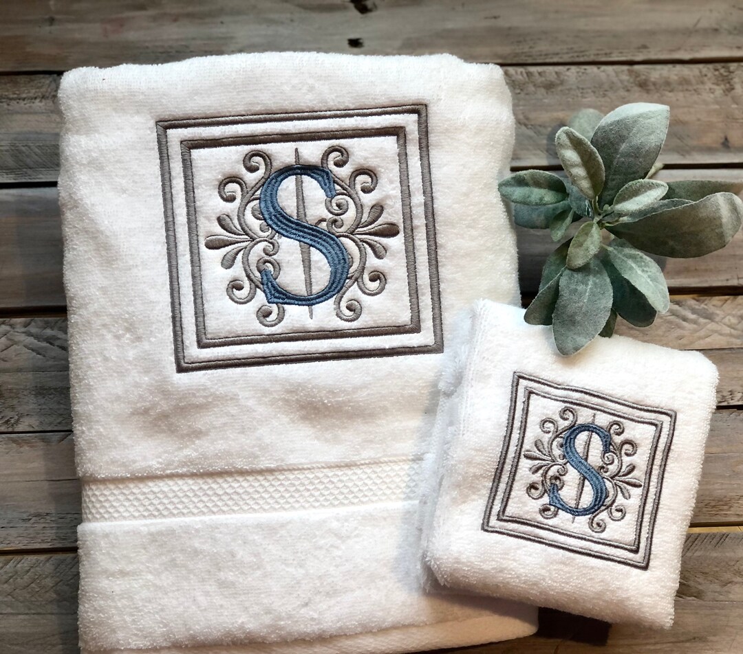 Monogrammed Towels Fancy Frame Monogrammed Towels Etsy