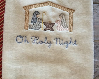 Holy Family Embroidered Towel, Holy Family Embroidered, Personalized Holy Family Towel, Christmas Towel